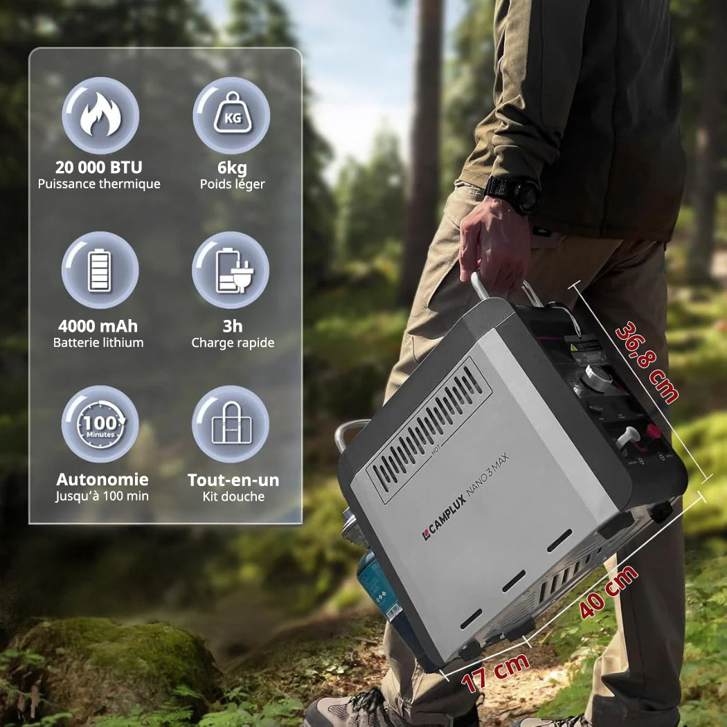 Chauffe-eau à gaz portable Nano 3 Pro - Camplux